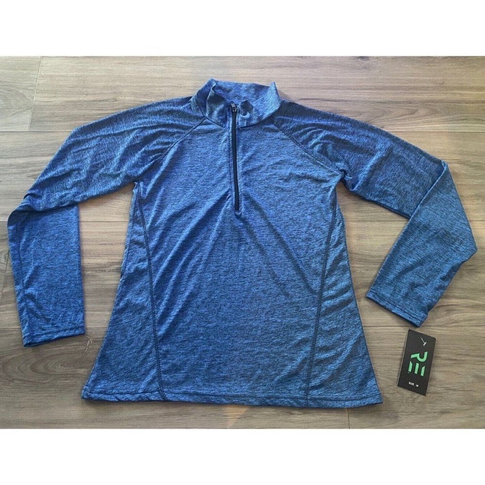 real essentials Womens half zip jacket polyester spandex size medium blue